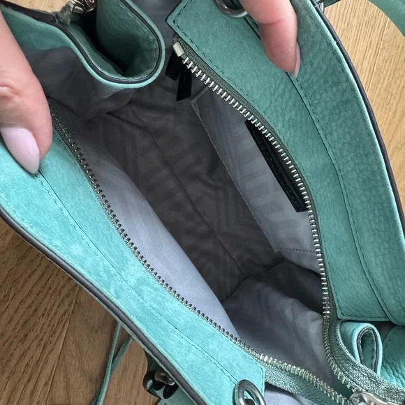 Rebecca Minkoff Side Zip Mini Reagan Tote Cross Body - Teal - NWOT - Picture 4 of 15